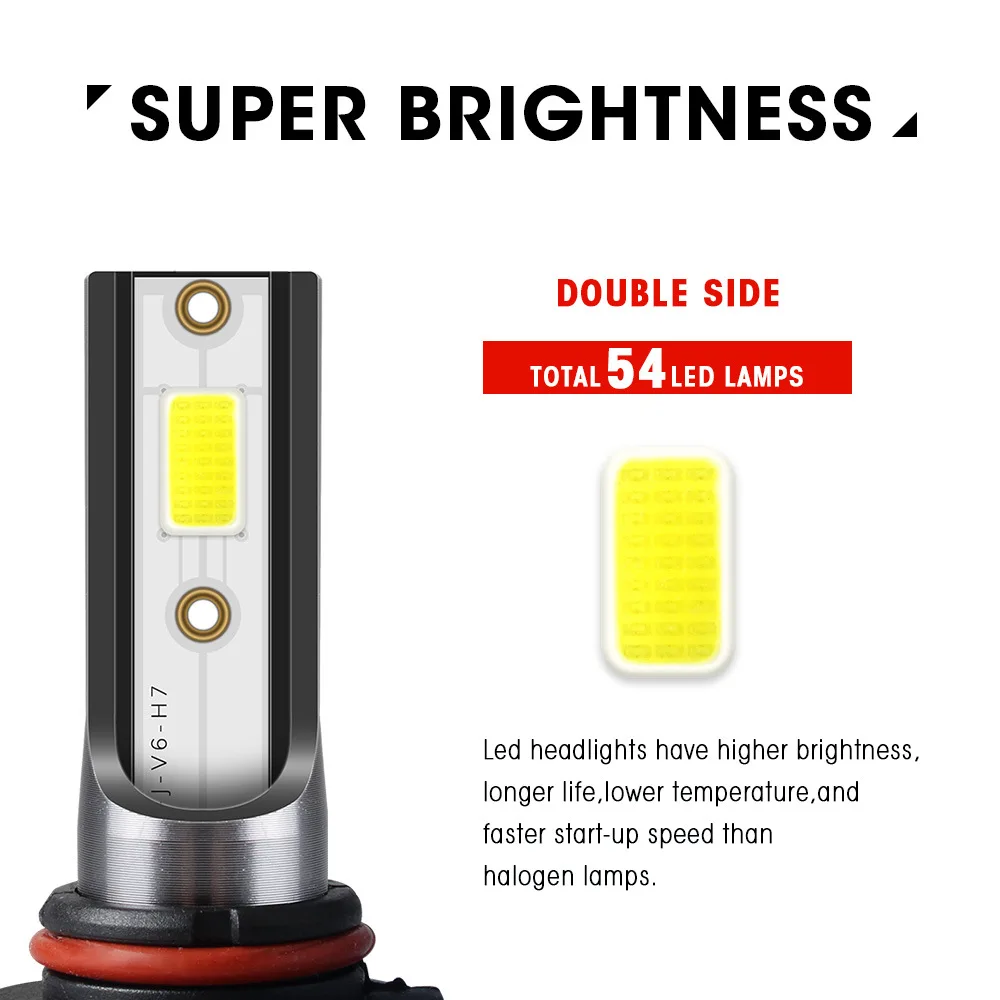 PAMPSEE 12000LM H11 H1 H3 H4 H7 LED Car Headlight Bulbs 76W 6000K 9005 HB3 9006 HB4 H8 H9 Auto Fog Lights 12V 24V led S6