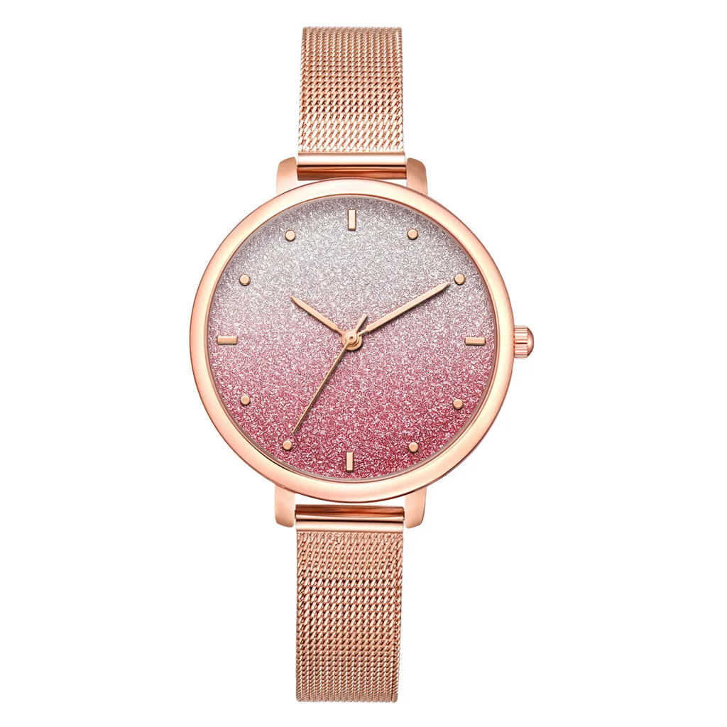 Montre de luxe ciel étoilé pour femmes, en or Rose, Bracelet en acier inoxydable, à la mode