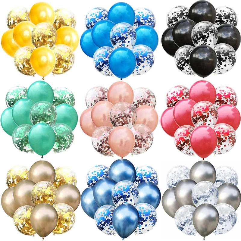 10pcs/lot Mixed Glitter Confetti Latex Balloons Wedding Birthday Party Supplies Decor Clear Air Balloons Baby Shower Globals