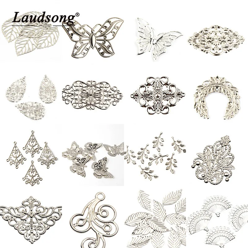 Groothandel Filigraan Ambachten Holle Bladeren Embellishments Bevindingen Brons Vintage Ornamenten Diy Charm Sieraden Maken Accessoires