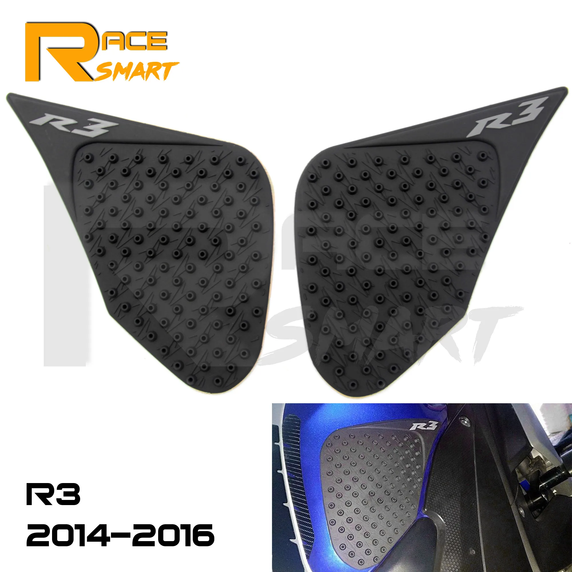 YZFR3 2014-2016 2PCS Motorcycle Gas Tank Pads Knee Grip Protector For YAMAHA YZF R3 YZF-R3 2015 Protective Fuel Sticker Side Pad