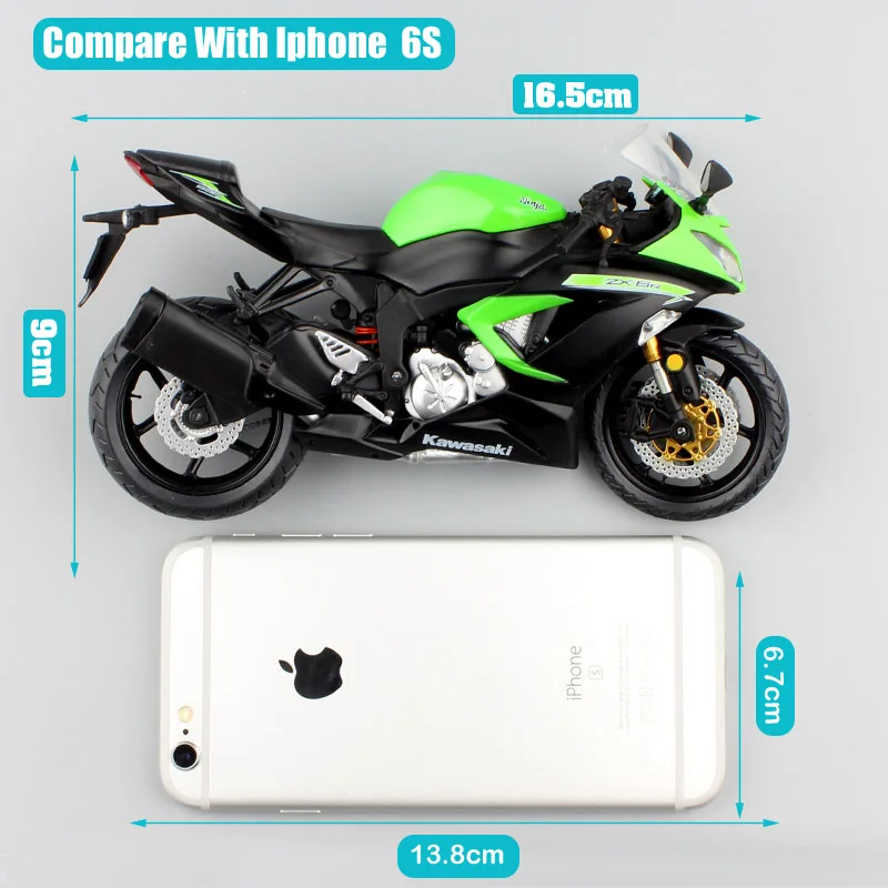 Green 1:12 Scale Automaxx Kawasaki Ninja ZX6R ZX-6R 636 Sport Bike Diecasts & Toy Vehicles Motorcycle Racing Model Replicas Kids