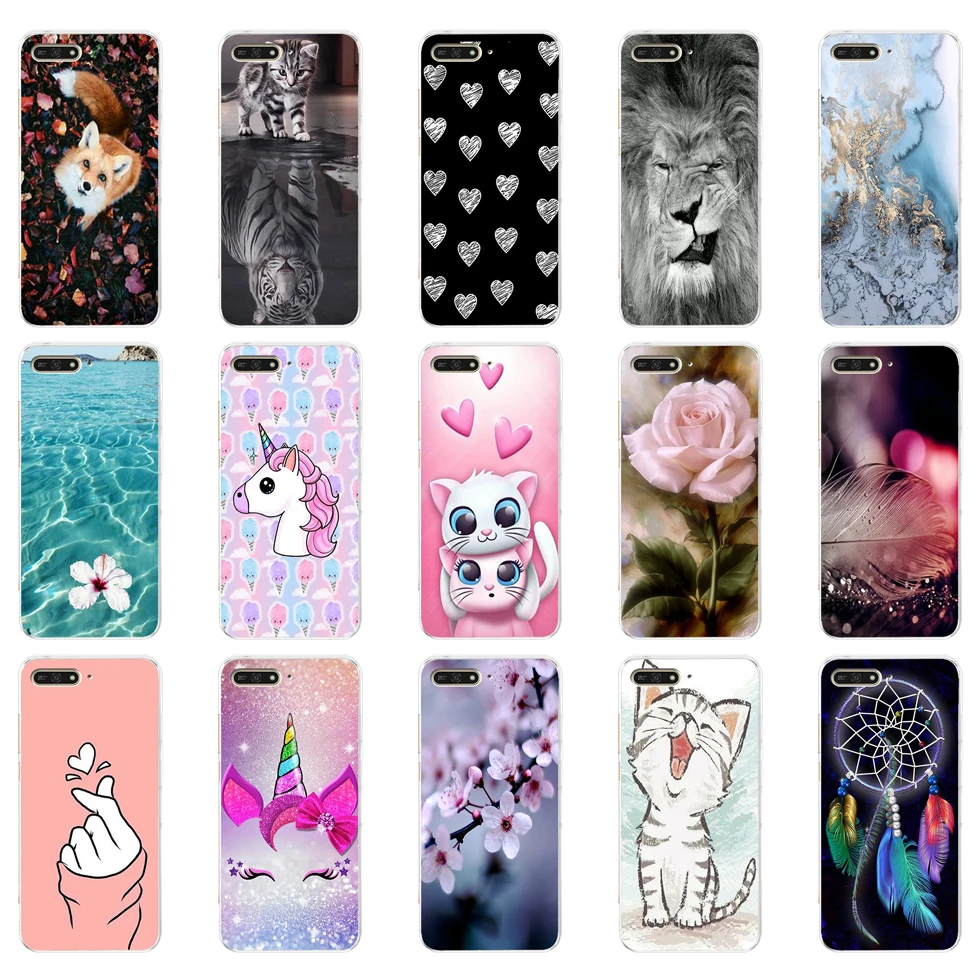 case cover for huawei Y6 2018 case back cover full 360 protective soft tpu sillicone Coque cute 4