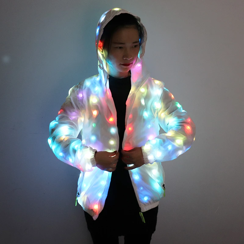 Colorful Coat LED Luminous Costume Dancing Clothes LED Lighting Jacket Suits Christmas Event Party Light Up Couple Set Clothing