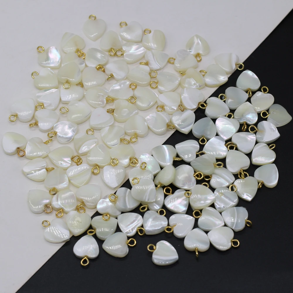 Colgante de concha Natural en forma de corazón blanco de nácar, exquisitos dijes para la fabricación de joyas, accesorios de collar de pulsera DIY