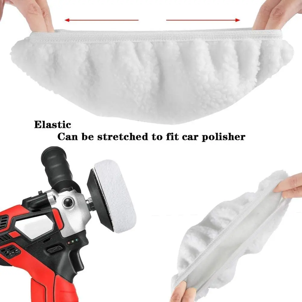 Polishing Bonnet Buffer Pad Microfiber Bonnet Car Polisher Pad Woollen Waxing Pad For Car Paint Care 5-6 Inch For Orbital Sander