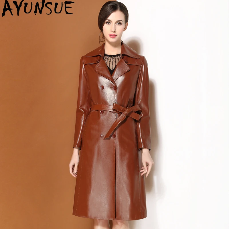 

AYUNSUE Genuine Leather Jacket Spring Autumn Jacket Women 100% Real Sheepskin Coat Female Long Trench Coats Chaqueta Mujer MY