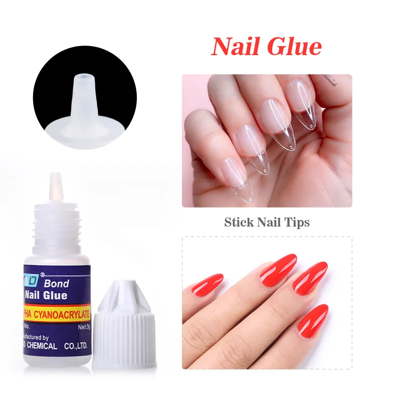 Nail Art Glue Set for Fake Nail Fast-Dry Adhesive Acrylic False Tips 3D Decoration Nail Rhinestone Nail Glue Manicures Tool