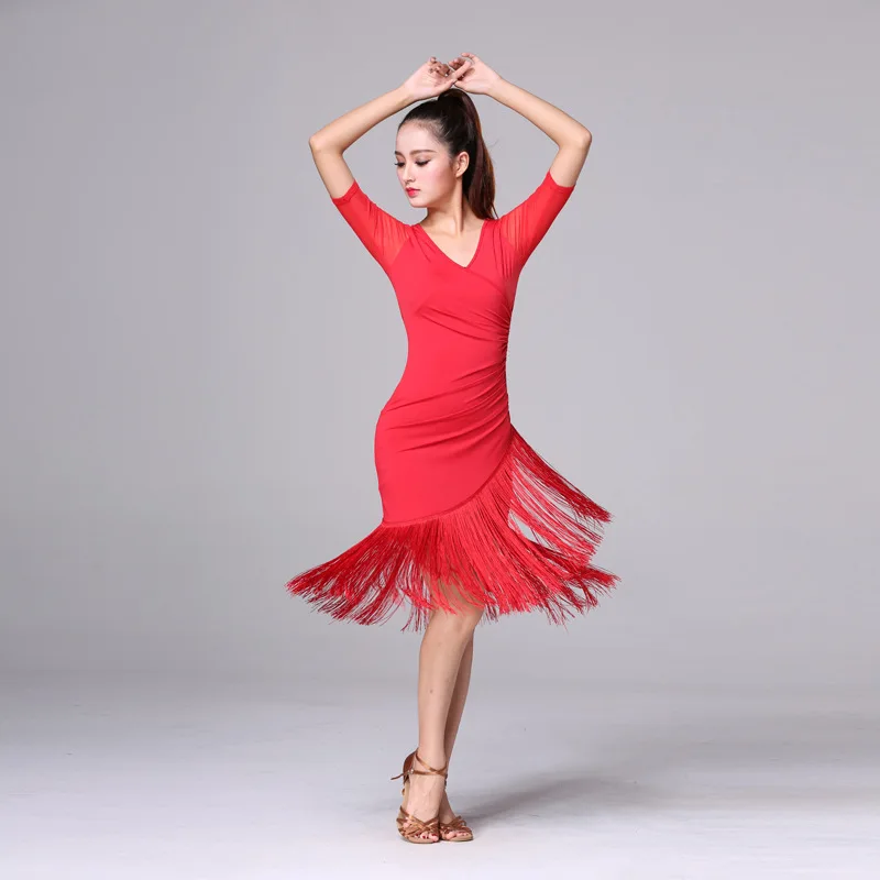 Latin Dance Ausbildung Quaste Kleidung Weibliche Erwachsene Frauen Ballsaal Tango Salsa Moderne Rumba Kostüm Leistung Dancewear für Dame