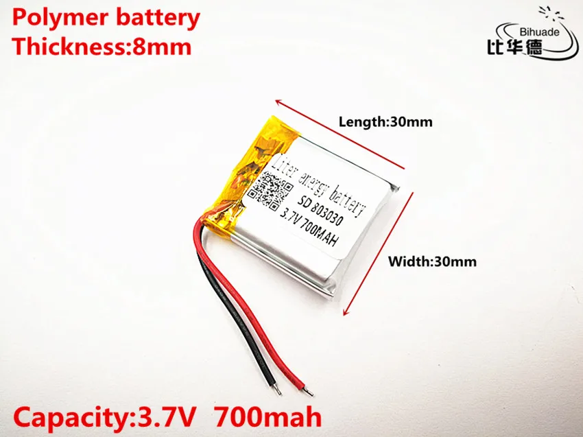 Liter energy battery Good Qulity 3.7V,700mAH,803030 Polymer lithium ion / Li-ion battery for TOY,POWER BANK,GPS,mp3,mp4