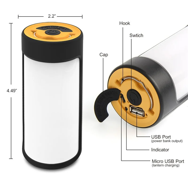 LED Lentera Berkemah Isi Ulang Lampu Kamp Tahan Air Portabel Lampu Tenda Berkemah Pemadaman Listrik F/Memancing Mendaki Darurat