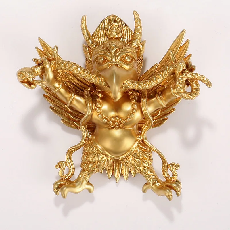 Mini Copper Brass Dharma FaQi Garuda   Guardian Supara Great Golden-Winged Peng Birds Amulet Unisex