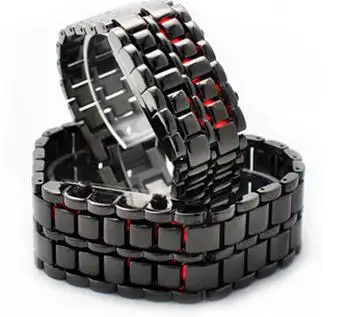 Samurai-Relógio masculino de quartzo em metal, relógio digital, ferro metal, LED vermelho, esporte, relógios de pulso simples para meninos, moda