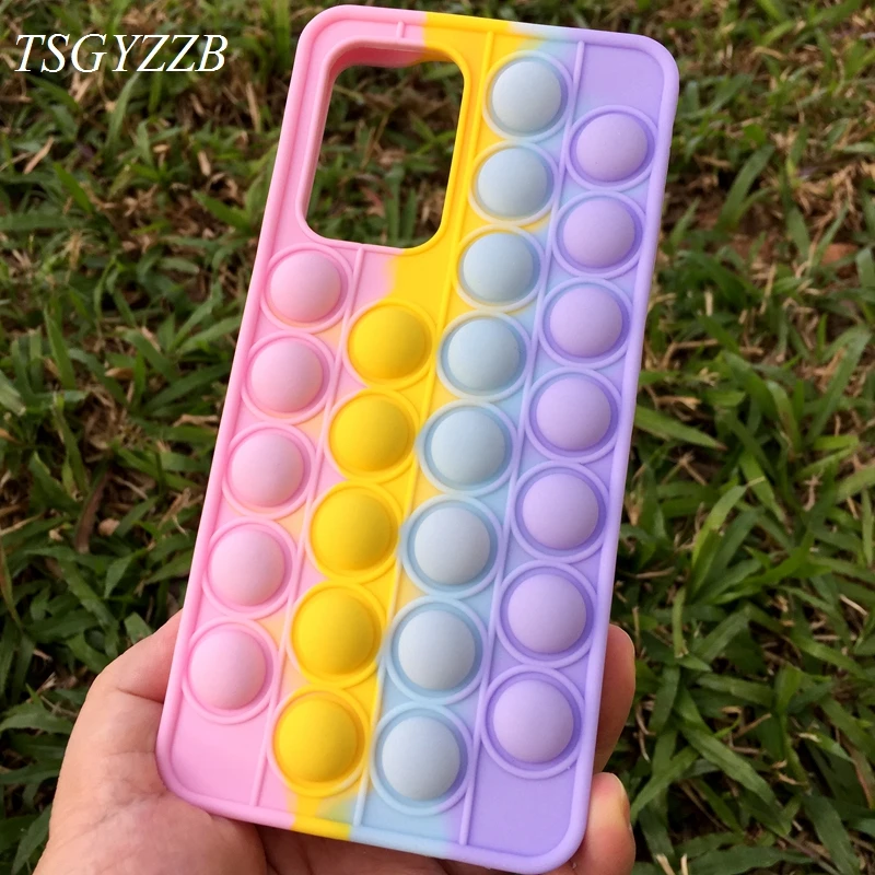 

For Samsung Galaxy A52 A72 A32 4G 5G Case High Quality Soft Silicone Relieve Stress Phone Cover Cute 3D Rainbow Protective Shell