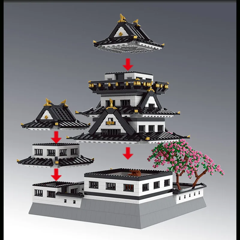 In Stock Movie Series Architecture City Street The Japanese Himeji Castl Model Building Blocks Compatible Bricks Kids Toys
