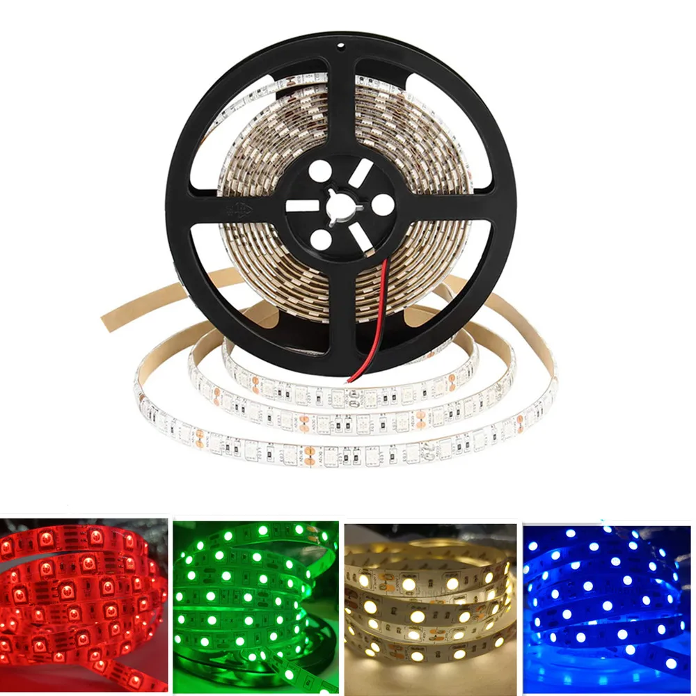 LED Strip 5050 DC 12V 24V RGB Warm White 5 Meter Waterproof Flexible Light Stripe 60LED/MLed Tape Luces Lamp Ribbon Tv Backlight