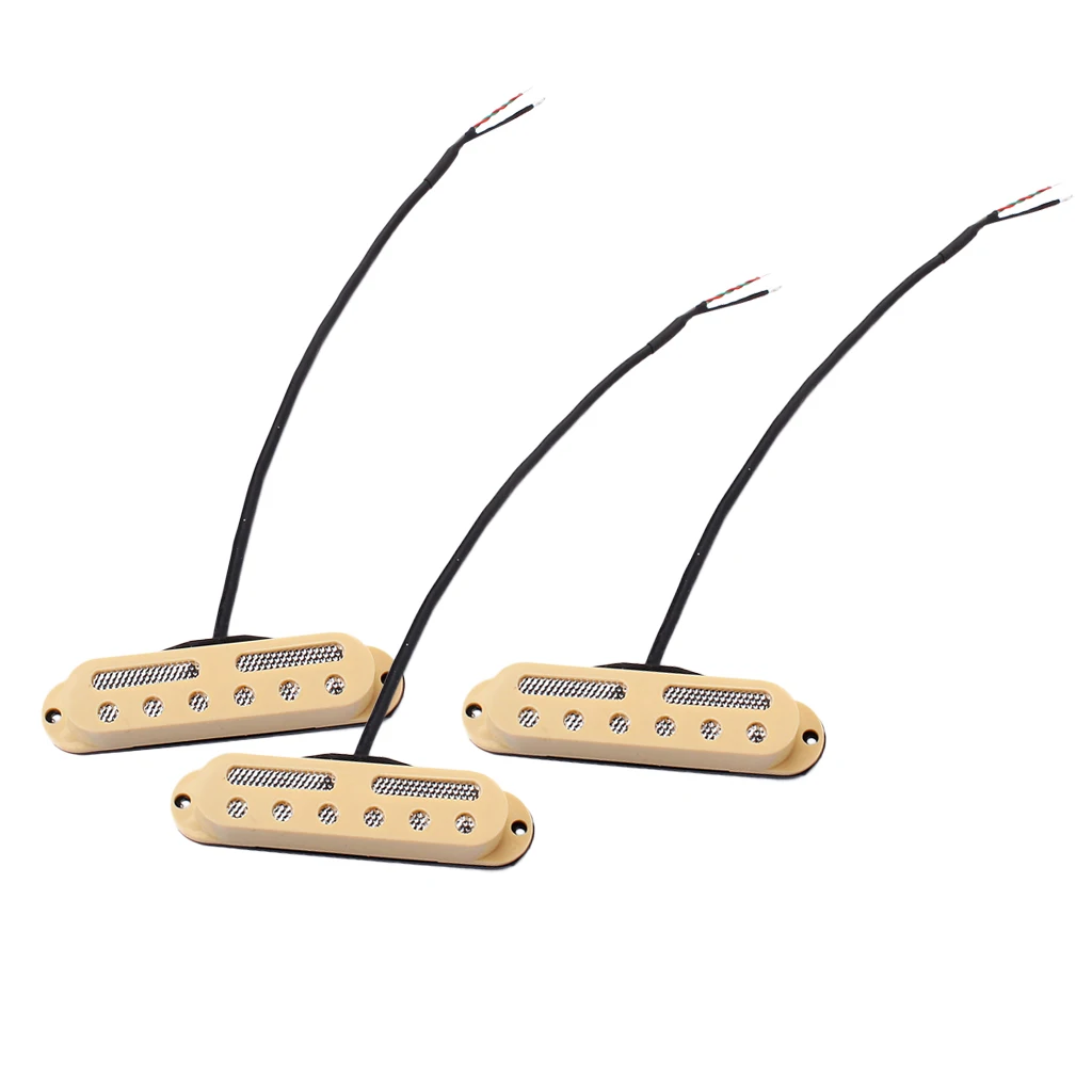 3pieces SSS Guitar Single Coil Humbucker Pickup W/ Screws Spring Beige Cover