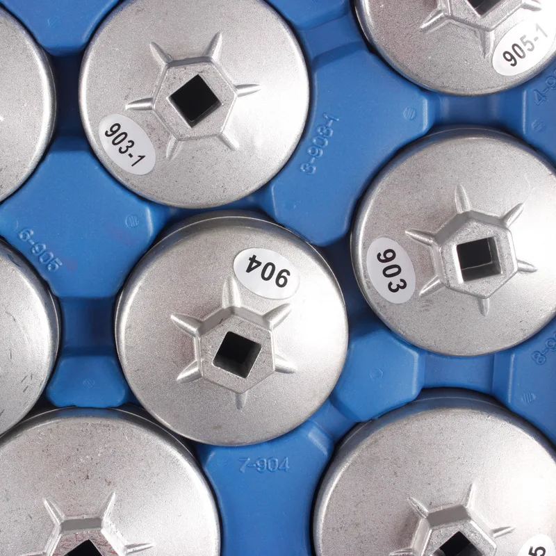 Juego de herramientas de extracción de llave de tapa de filtro de aceite tipo taza de aleación de aluminio de 23 piezas 1/2"