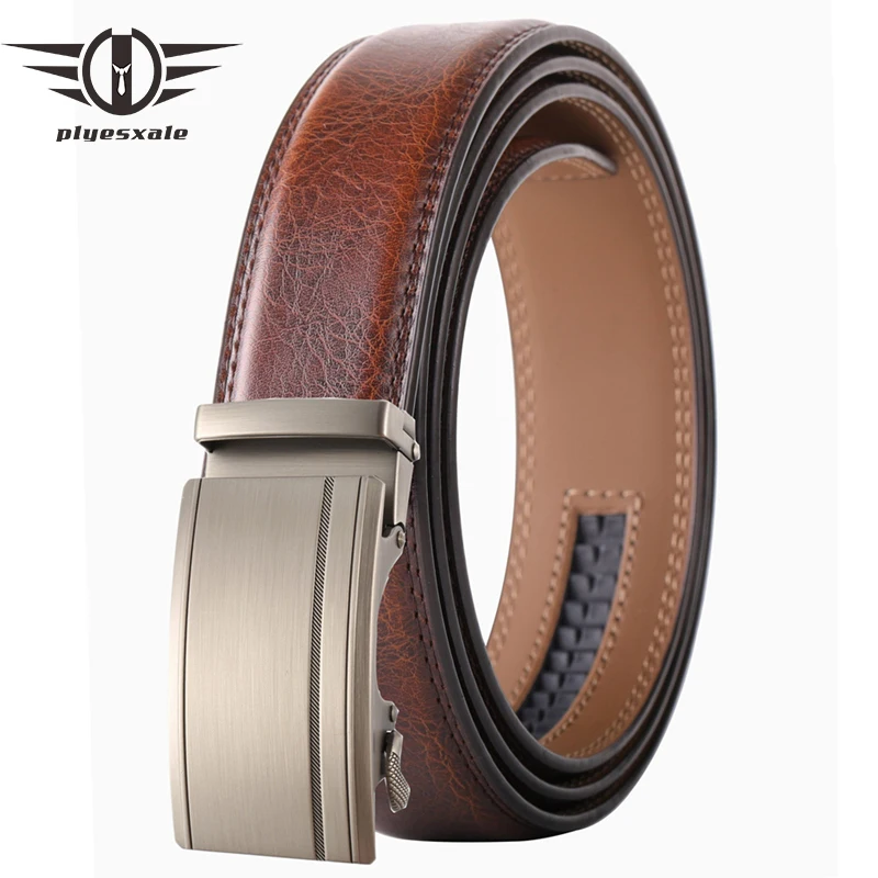 

New Male Designer Automatic Buckle Cowhide Leather Men Belt Famous Brand Belt Luxury Belts For Men Ceinture Homme Black B422