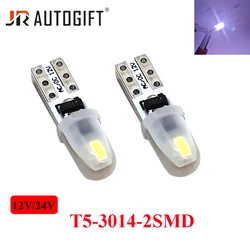 10 Pcs 24V T5 Auto Car Dashboard Lights 2 3014 SMD Reading Instrument Panel Lamp No Polarity Led Bulb White Red Green Blue 12V