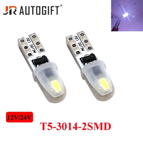 자동차 대시 보드 조명, SMD 독서 계기판 램프, 무극성 LED 전구, 화이트, 레드, 그린, 블루, 12V, 2 3014, 24V T5, 10 개 