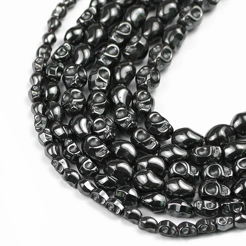 UPGFNK Natural Stone Skull Shape Black Hematite Spacer charm Loose Beads For Jewelry Making DIY Bracelet Necklace 4mm 6mm 8mm