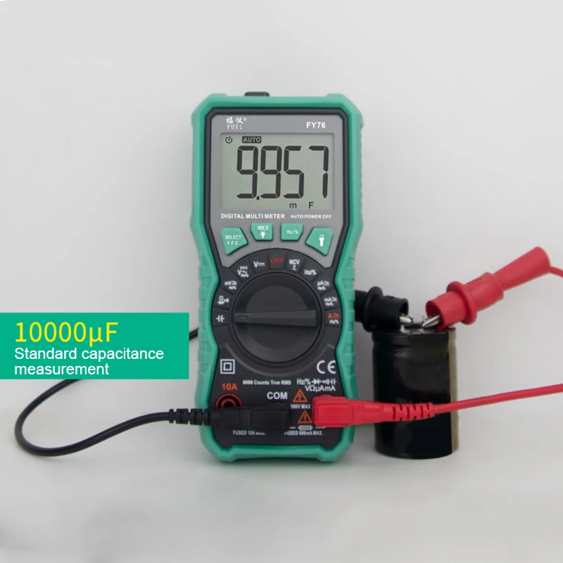 FY76 Digital Multimeter 5999 Counts Backlight Auto Range AC/DC Voltage Meter Ohm Transistor Testers Multi Meter LB88