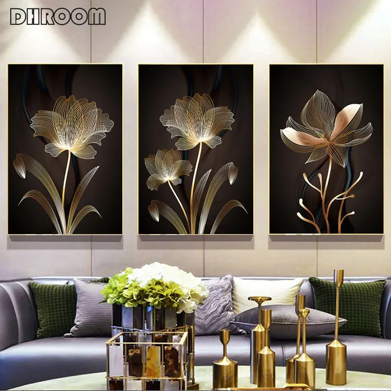 

Modern Minimalist Abstract Line Flower Painting on Canvas Cuadros Posters and Prints Scandinavian Wall Picture for Living Room