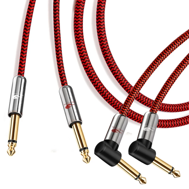 Audiofilski kabel Audio Jack 1/4 Cal TS podwójny 6.35 do podwójnego 6.35 dla mikser dźwięku wzmacniacza kabel gitarowy elektroniczne organki 1M 2M