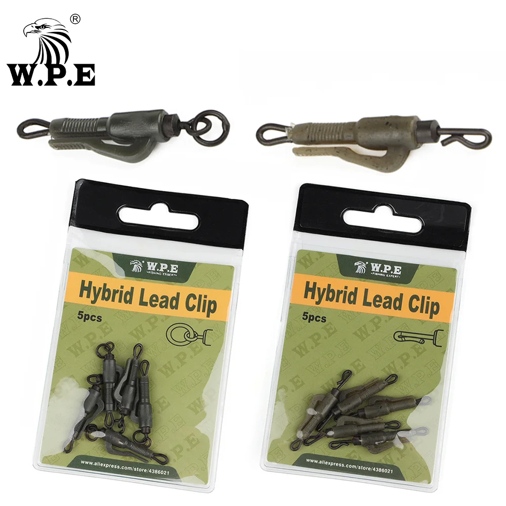 

W.P.E Clip Carp Fishing Accessories 5pcs/pack Hybird Lead Hook Link Quick Change Swivel Connector Rubber Rig Fish Tackle Pesca