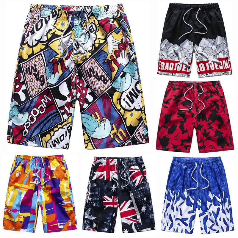 Summer Beach Pants Men's Quick Dry Casual Cross Border Shorts Men's Loose Large Size Lovers Swimming Trunks Flower Pants