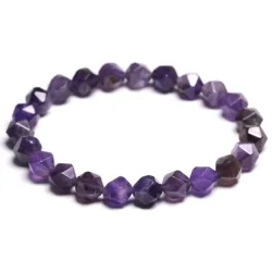 Women Bracelets Natural Amethyst Bracelet Cut Surface Couple Natural Stone Bracelet
