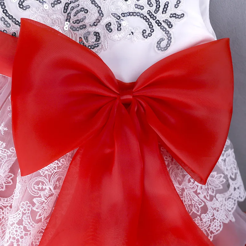 Hooyi Flower Girl Wedding Dress Girls Princess Dress Tulle Lace Sleeveless Pleated Robe Bow Belt Formal Pageant Bridesmaid Cloth
