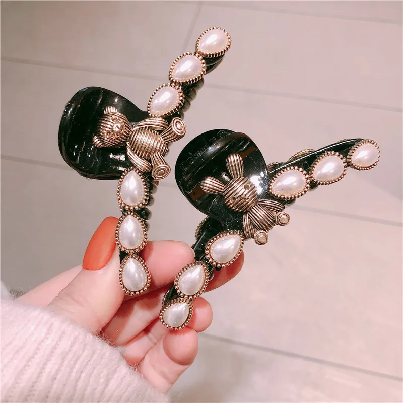 Fashion Girl Retro crystal Hair Claws Beam Hairpin Women Hair Accessories Beauty Hair Crab Clamp Headwear cute bear Hair Clip