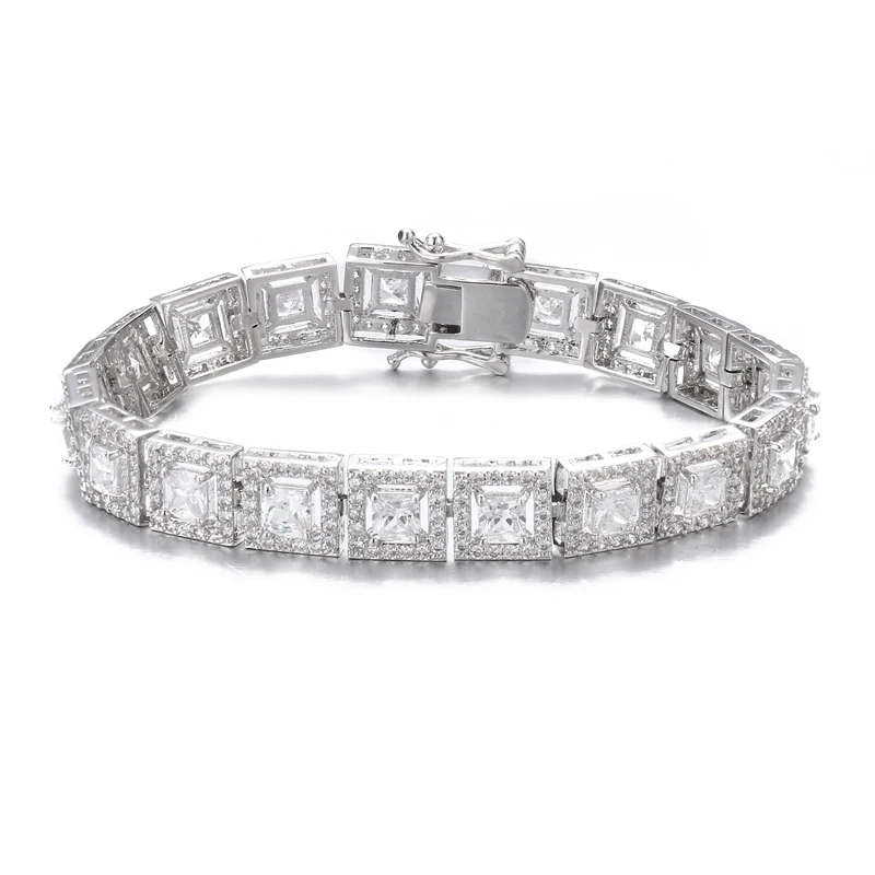 EMMAYA Classical Model Regular Square Sparking Bracelet Full Of Cubic Zircon Three Colors FOr Women&Girls Distinctive Dress-up