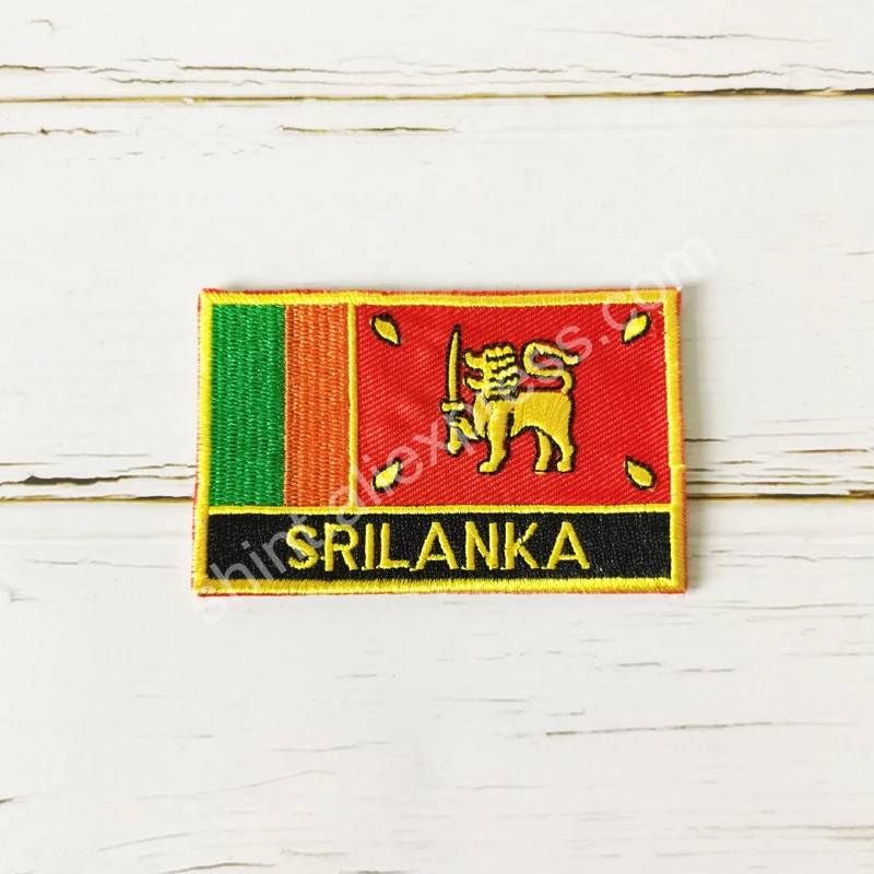 Sri lanka-国国旗が刺繍されたバッジ,ガラス,正方形の形状,布張りの1セット,アームバンドバックパックの装飾