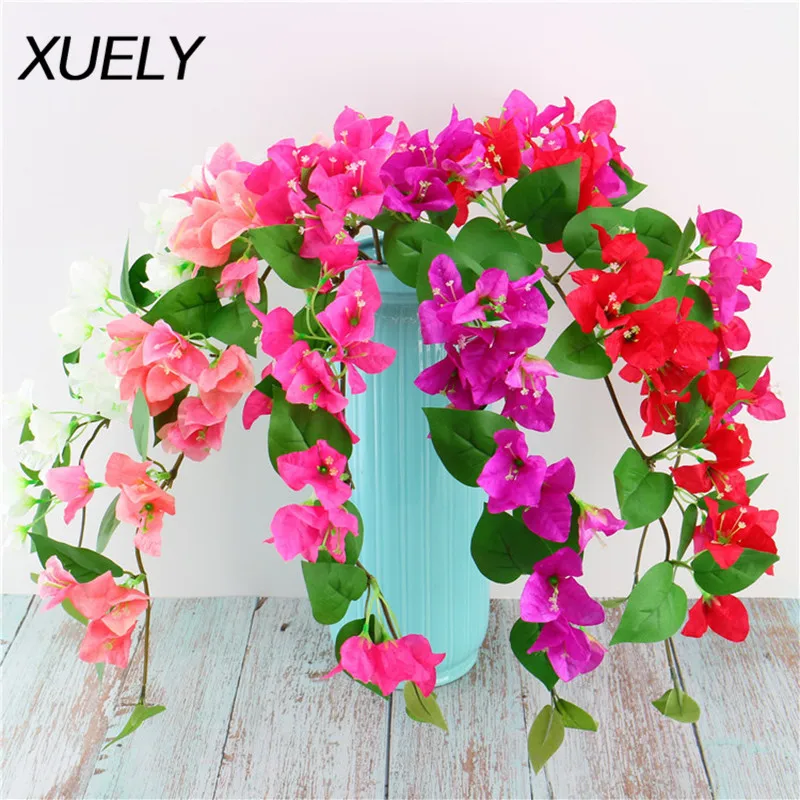 Decorative Silk Fake Flowers Bougainvillea Artificial Flower Branch For Wedding Garden Home Decoration Arch Hotel 80cm Flores