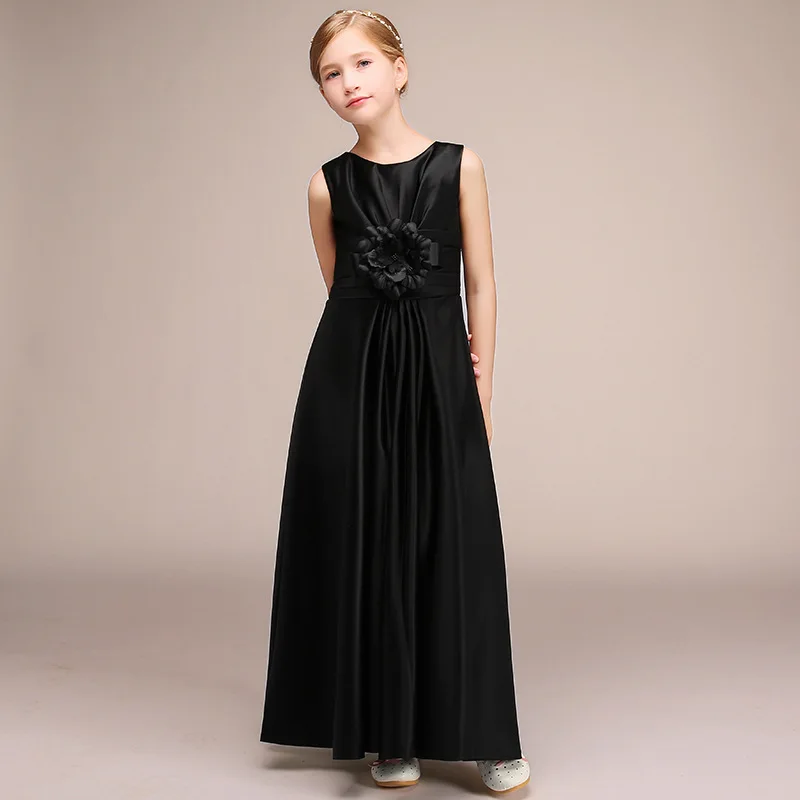 Didedyttawl Long Party Formal Dress For Kids Vintage Black Satin Birthday Concert Pageant Princess Gowns For Wedding keith jarrett budapest concert 2 cd