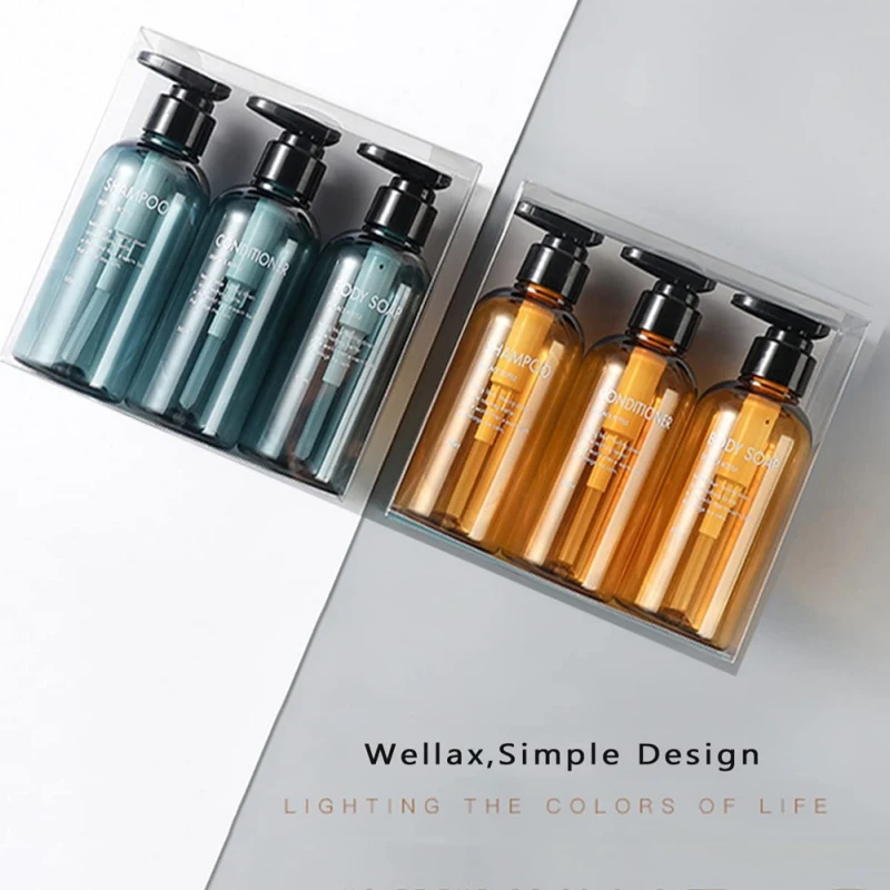 3PCS Modern Soap Dispenser Bottle Set Empty Refillable Lotion Press Shampoo Body Wish Conditioner Bottles For Home Hotel 500ML