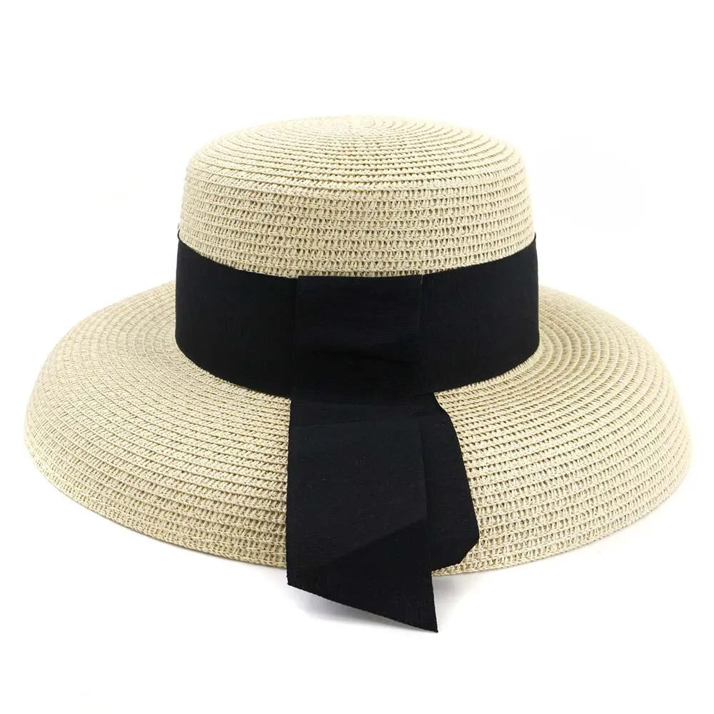 2023 Summer Straw Hat with Ribbon Hepburn Style Big Eaves Female Outdoor Travel Beach Vacation Seaside Sun Hat  Fashion Hat