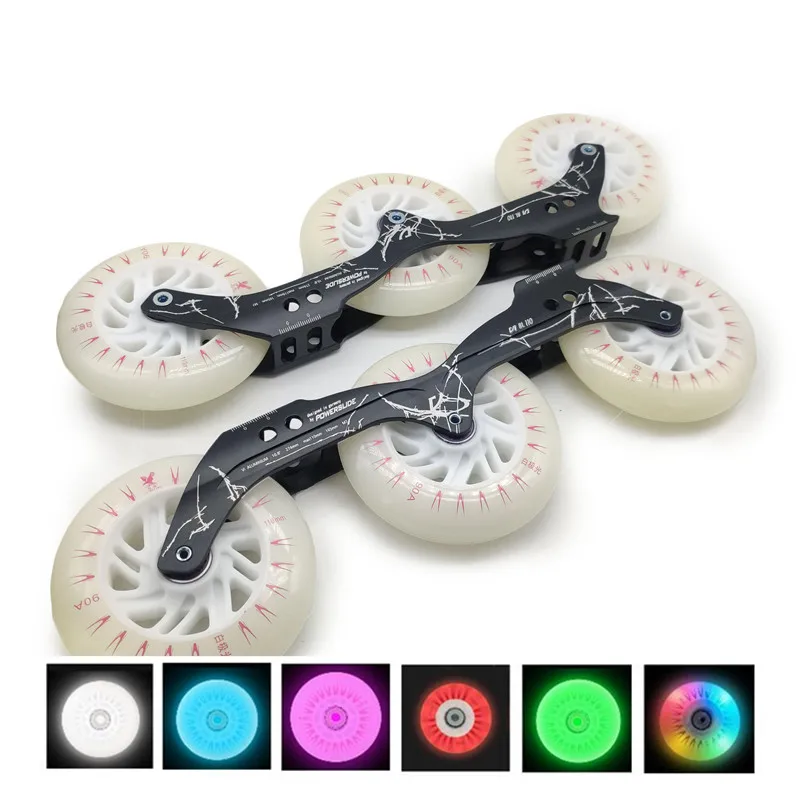 

PS Virus 3*110mm Speed Skating Base with 90A Luminous Flash Inline Skating Wheels 4 LED Beads 110mm Tires 165mm 195mm Chassis