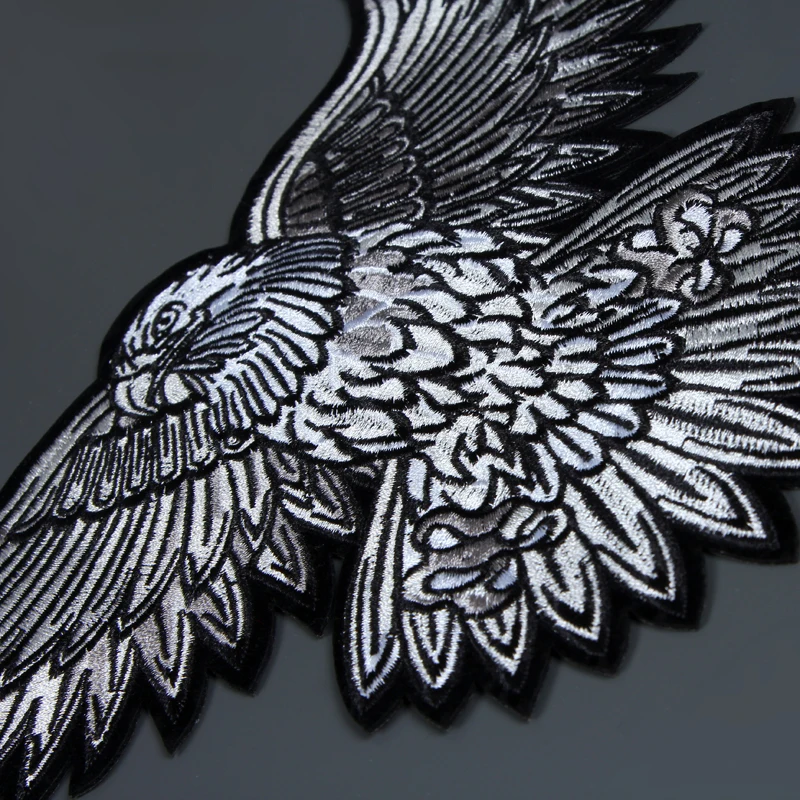 11 inches large Embroidery Patches for Jacket Back Vest Motorcycle Biker Iron On Eagle Wings Clothes Decoration Applique