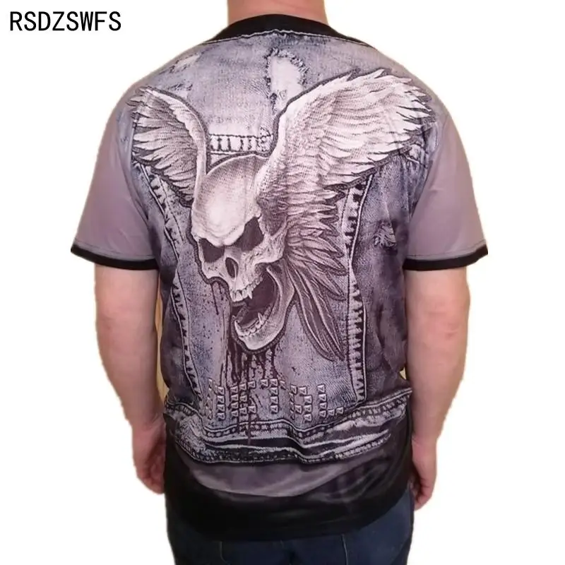 Fashion Skull Skeleton 3D Print Men T-Shirt Summer Punk Rock O-Neck Hip Hop Short Sleeve Plus-Size Men Clothing Unisex Tops Tees