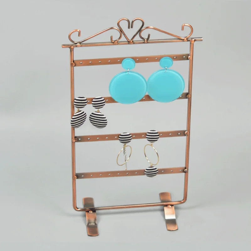 48 Holes Metal Gfit Stud Jewelry Display Box Necklace Pandents Ring Earrings Organizer Jewellery Packaging Holder Stud Wholesale