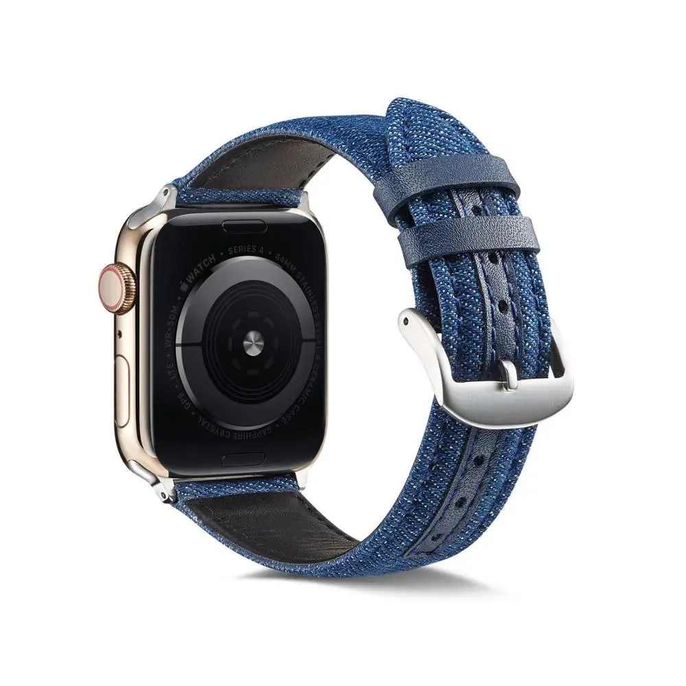 Denim Watchband for apple watch series 6 SE band belt for iWatch 44mm 40mm 42mm 38mm Bracelet blue jean strap