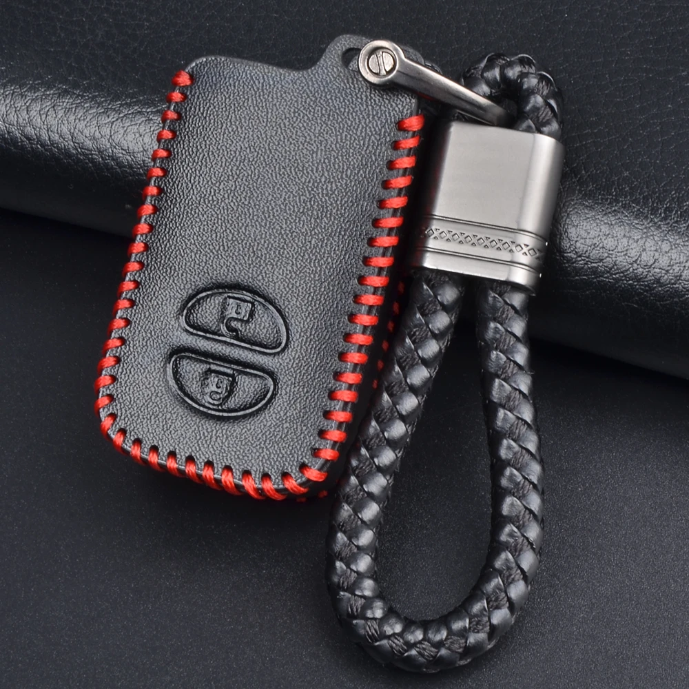 Leather Car Key Case Cover For Toyota Land Cruiser Prado 150 Camry Prius Crown For Subaru Foreste XV Keychain Holder