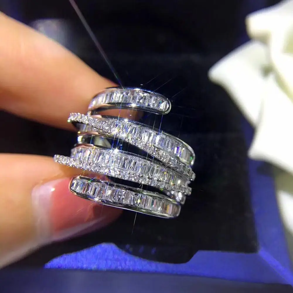 2021 Across Lab Diamond Promise Ring 925 sterling silver Bijou Engagement Wedding band Rings for Women Bridal Fine Party Jewelry