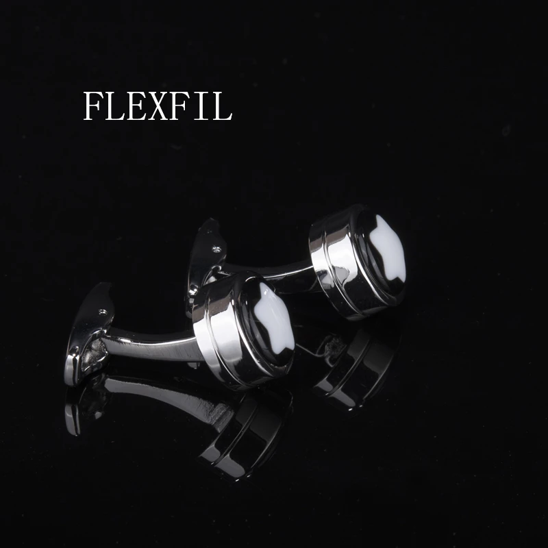 FLEXFIL Luxury shirt cufflinks for men's Brand cuff buttons cuff links gemelos High Quality round wedding abotoaduras Jewelry