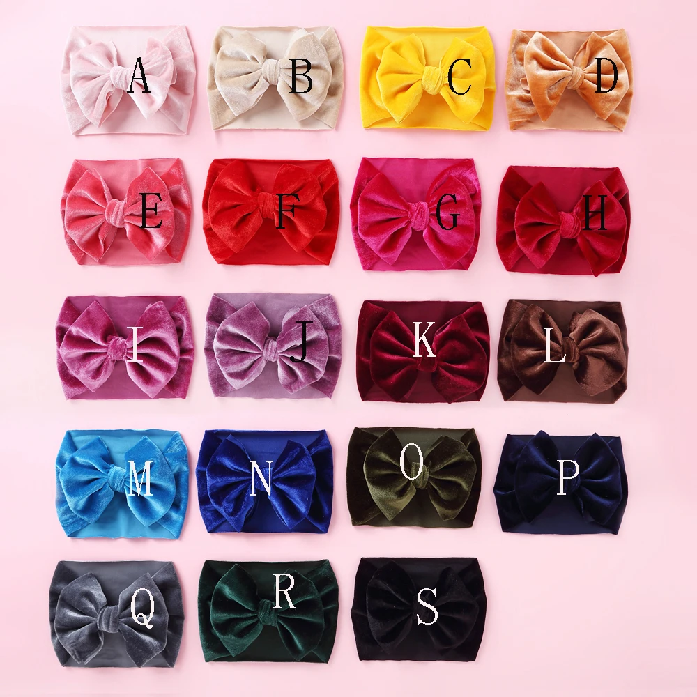 24pc/lot 2020 New Velvet Headband Infant Hair Bows Wide Warm Turban DIY Hair Accessories For Girls Bow Head wraps Party Headwear