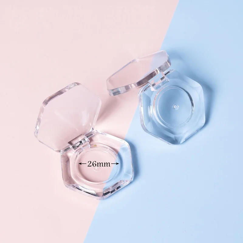 Dia 26mm Eye Shadow Compact Transparent Hexagon Eyeshadow Palette Empty Cosmetic Container Refillable Blusher Lipstick Box